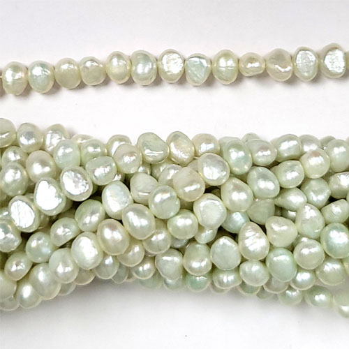 FRESHWATER PEARL SIDED 6-7MM VERY LIGHT GREEN (10 STRS)